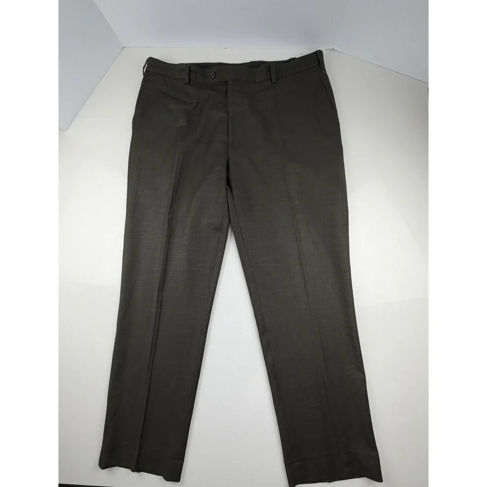 Luciano Natazzi Pure Wool Dress Pants Men's Size 40 Dark Green Made In‎ Italy